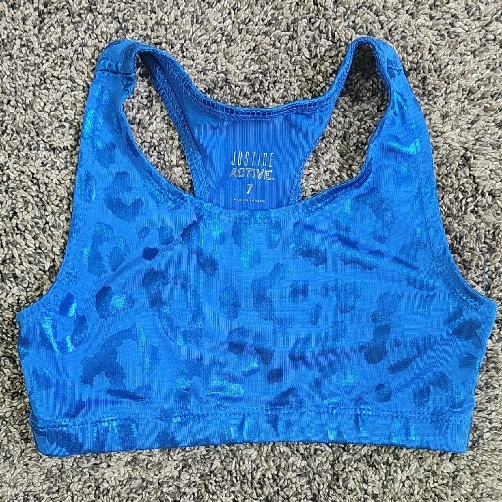 Girls Justice Active Vibrant Blue Sports Bra, Size 7